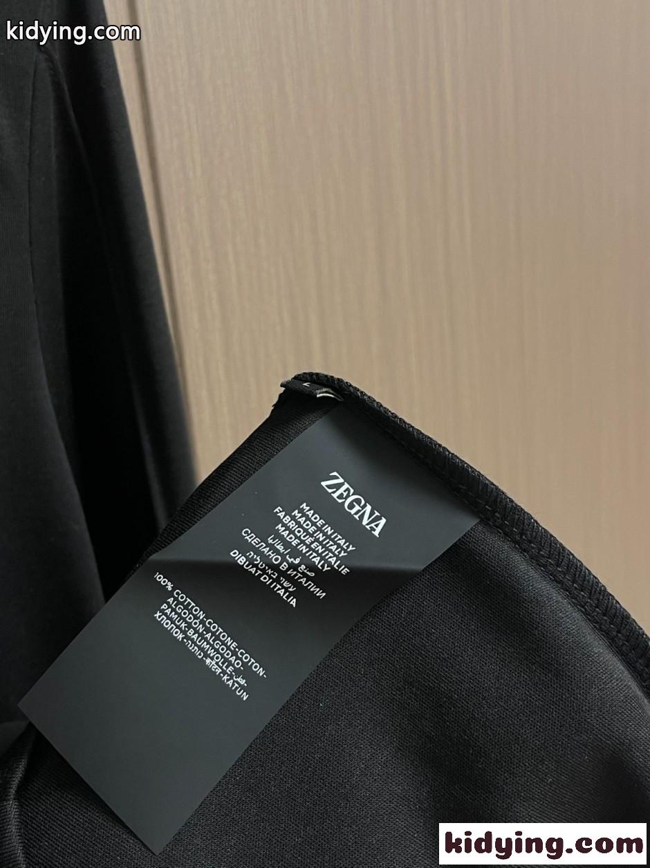 洗練された シンプル コットン 長袖Tシャツ エルメネジルド・ゼニア Tシャツ 偽物 ブラック-4