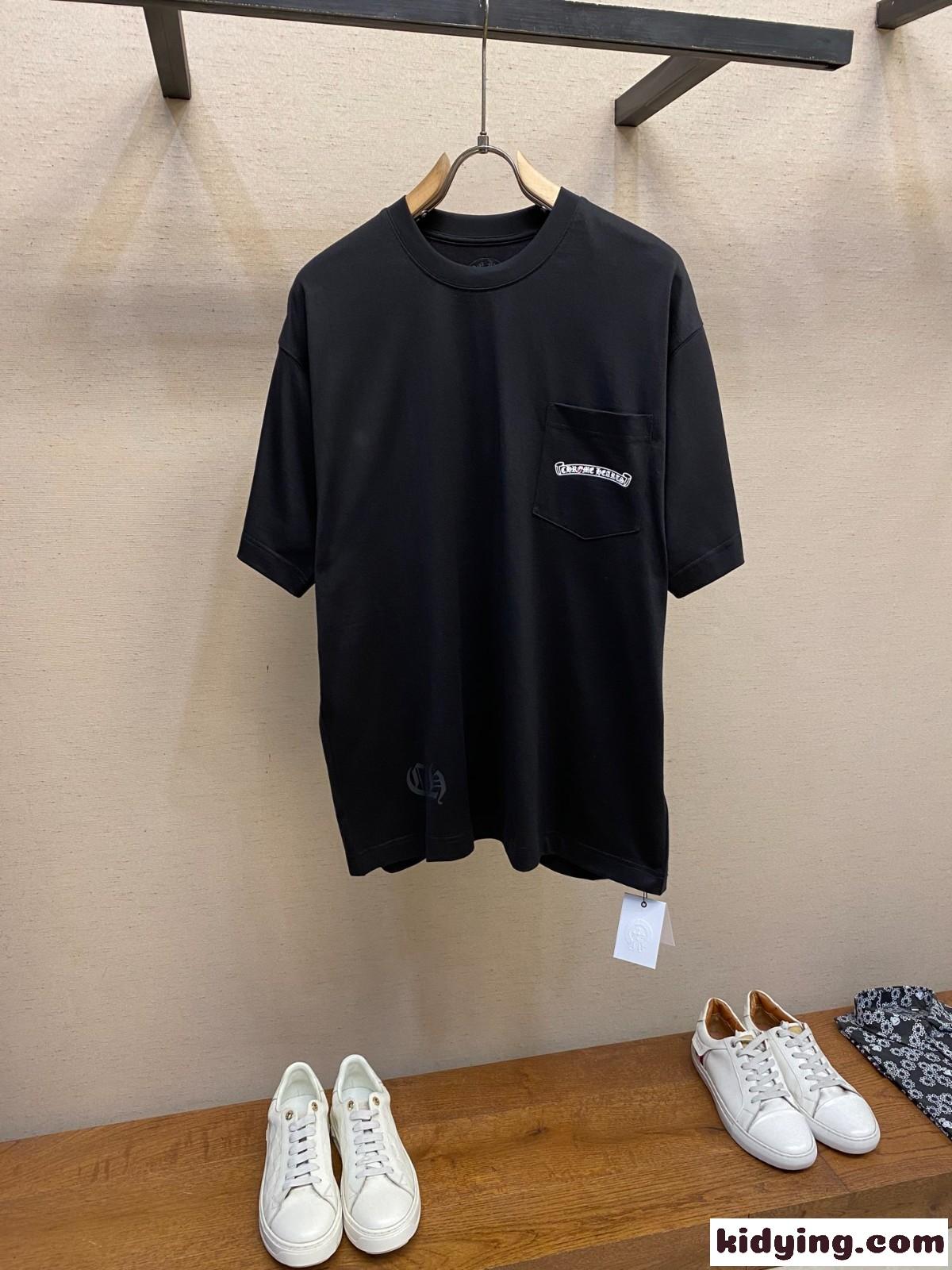 クロムハーツ Tシャツ コピー クルーネック ユニセックス ストリート 半袖Tシャツ ブラック-0