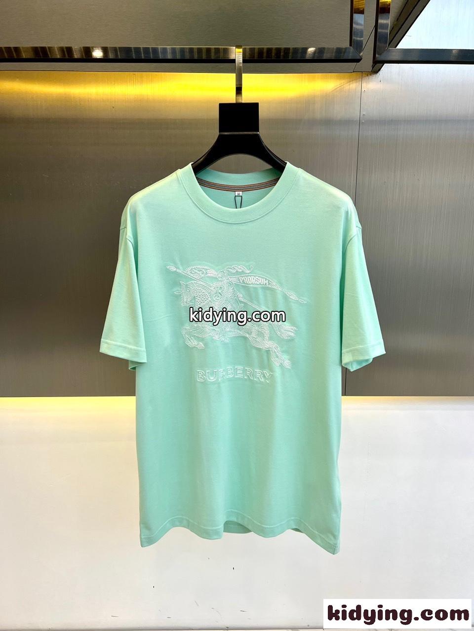 カジュアル 人気 コットンTシャツ バーバリー 半袖Tシャツ コピー ライトグリーン-0