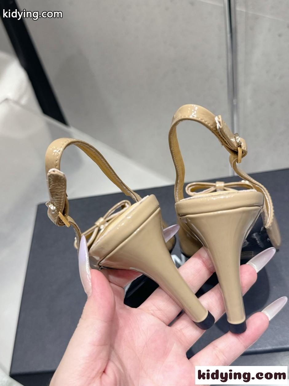 エレガント リボン スリングバックパンプス シャネル パンプス コピー ベージュ-3