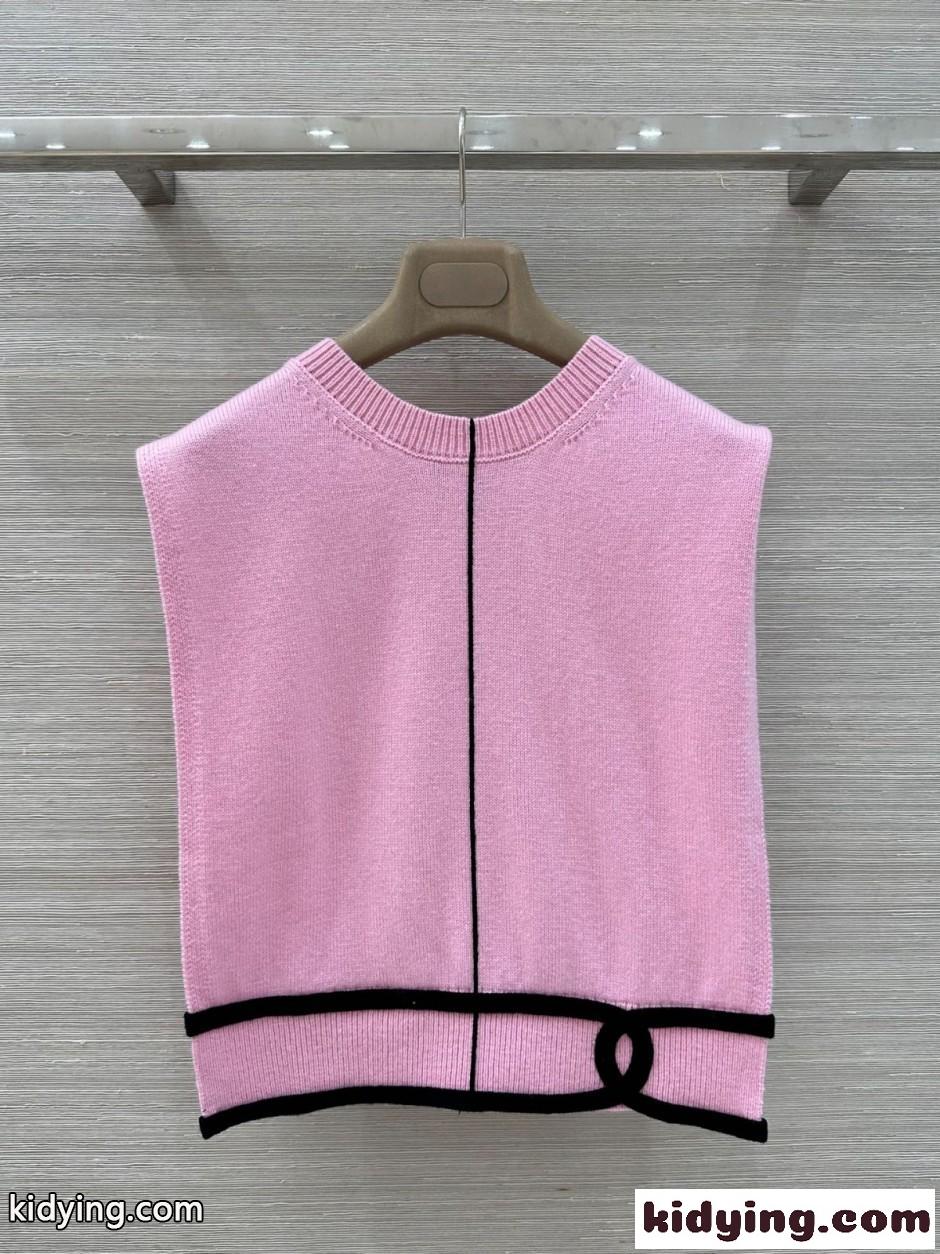 ベスト風 カシミアウォーマー シャネル ニット コピー 合わせやすい ピンク-1