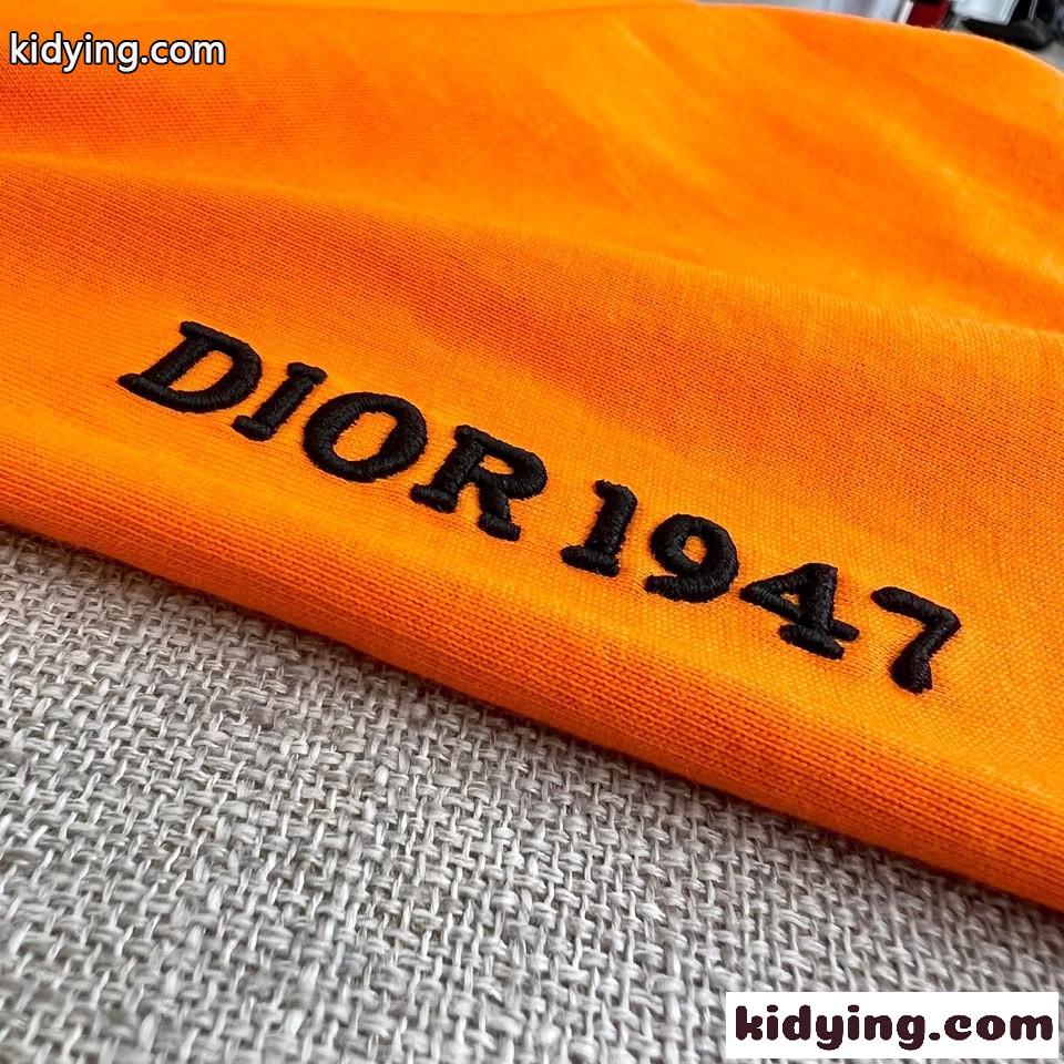 シンプル クルーネック ロゴ入り クリスチャン・ディオール 半袖Tシャツ コピー オレンジ-3