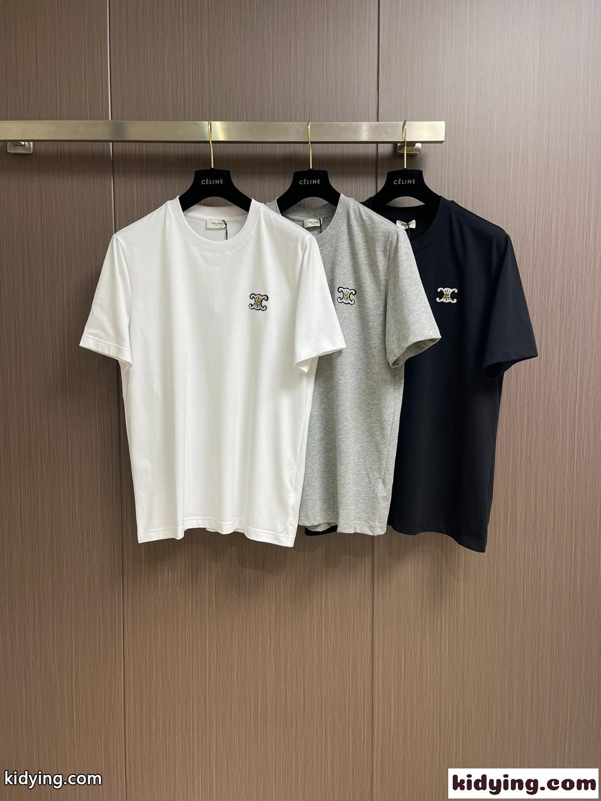 シンプル トリオンフ コットン 半袖Tシャツ セリーヌ Tシャツ コピー クルーネック-0