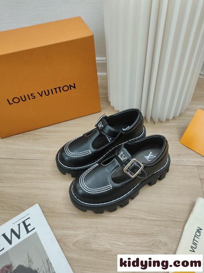 LV チェッカー・ライン メリージェーン ルイヴィトン スーパーコピー ローファー-4