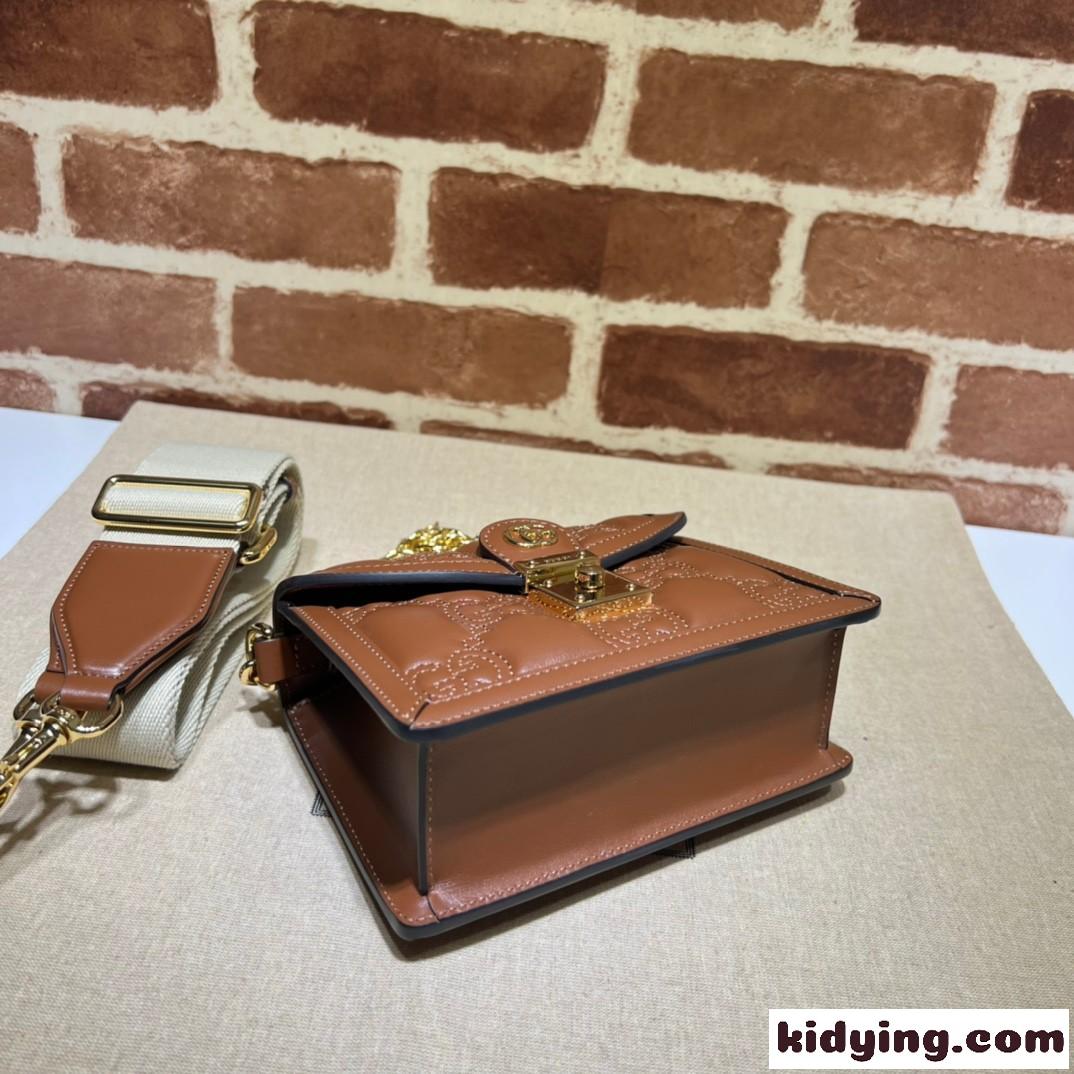 人気 GGマトラッセ ミニ レザーハンドバッグ グッチ バッグ コピー レディース ショルダーバッグ ブラウン-2