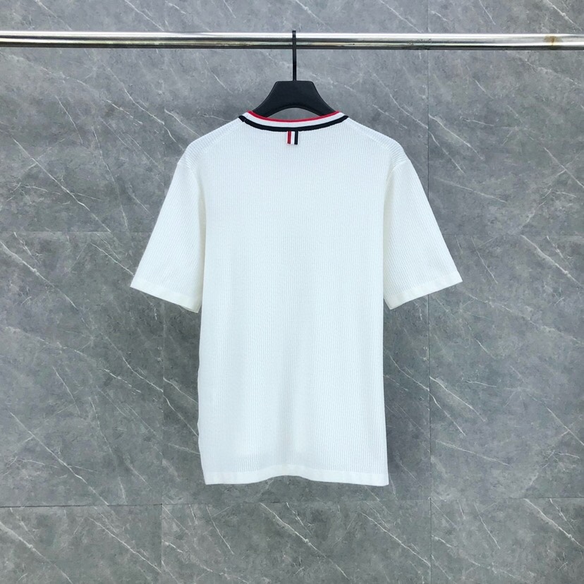 シンプル 定番 胸ポケット 半袖トップス トムブラウン Tシャツ 偽物-1