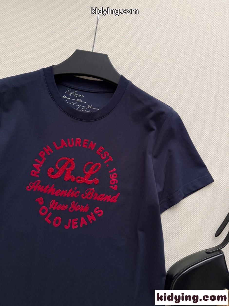 カジュアル ロゴ入り 半袖Tシャツ ラルフローレン Tシャツ 偽物 ネイビー-2
