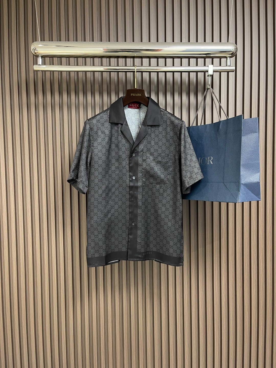 プリント シルクツイル ボウリングシャツ グッチ シャツ スーパーコピー トップス-0