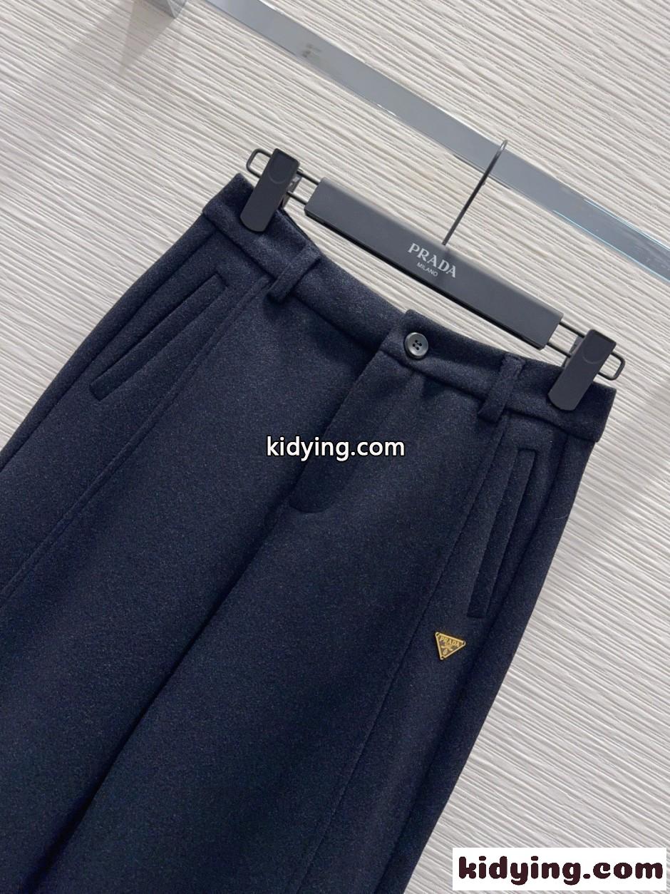 秋冬 カジュアル ラシャパンツ プラダ パンツ 偽物 ロゴ入り ロングパンツ-2