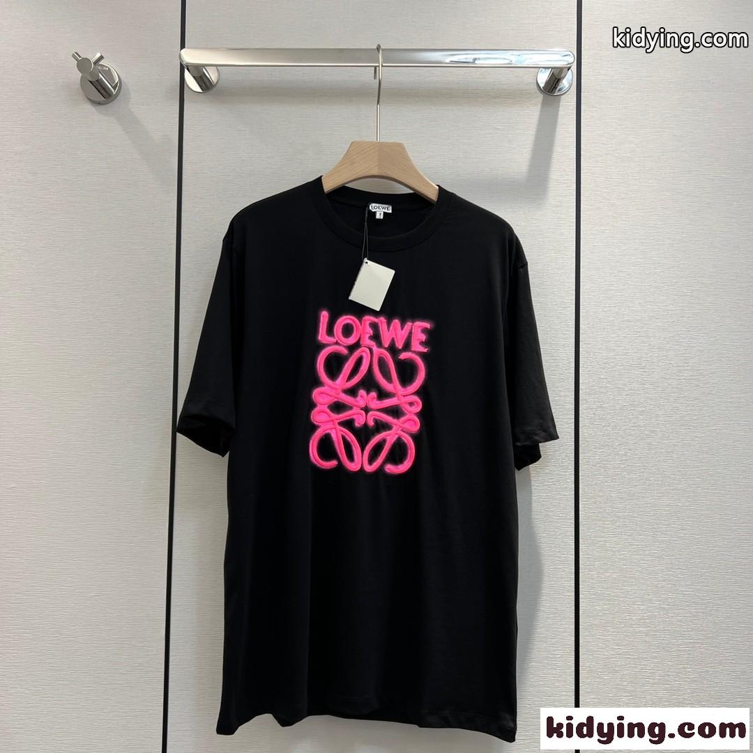 オーバーサイズ 体型カバー ユニセックス ロゴ 人気 ロエベ tシャツ コピー カジュアル おしゃれ-1