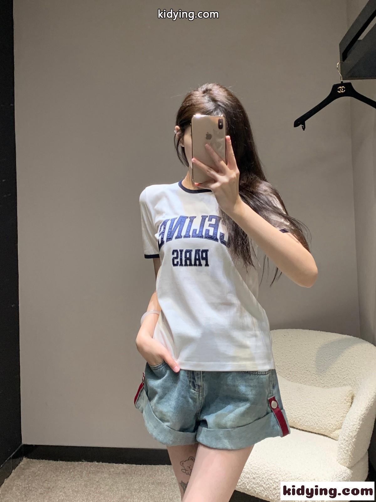 人気 定番 ロゴ クルーネック 半袖Tシャツ セリーヌ Tシャツ コピー ホワイト-5