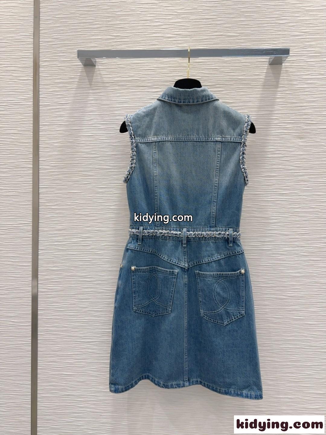 シャネル ワンピース コピー カジュアル デニム ノースリーブワンピース-4