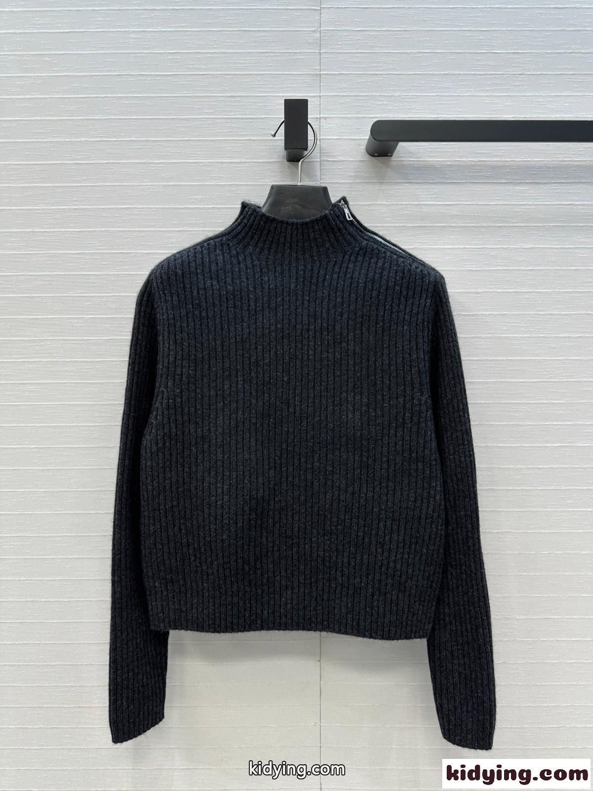 シンプル 上品 ハイネック リブ編みニットトップス エルメス セーター コピー ブラック-0