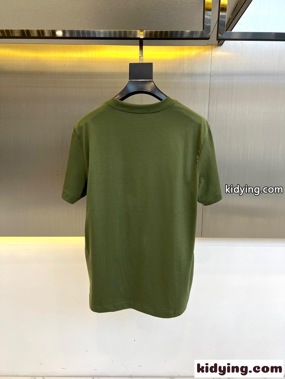 シンプル お洒落 クルーネック 半袖Tシャツ アルマーニ Tシャツ コピー グリーン-3