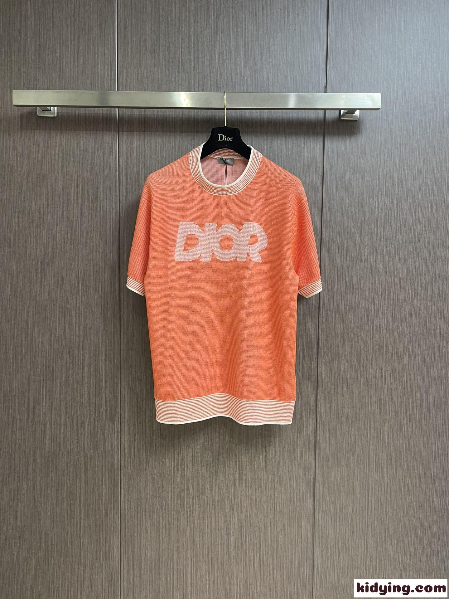 おしゃれ Dior Italic ニットTシャツ クリスチャン・ディオール ニットウェア コピー オレンジ-0