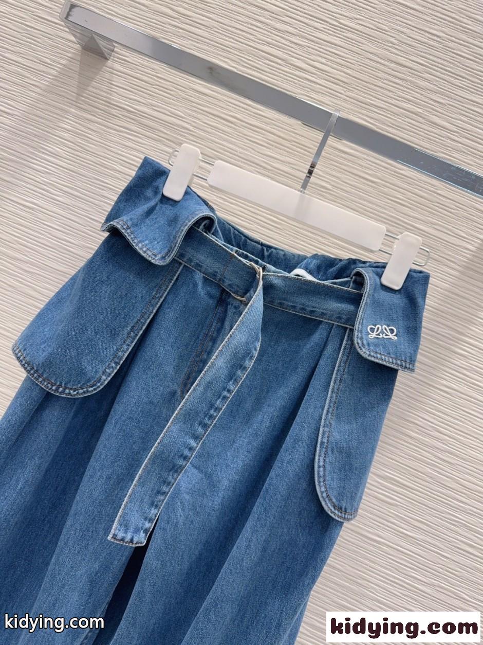 お洒落 合わせやすい ベルテッド デニムパンツ ロエベ ジーンズ コピー-2