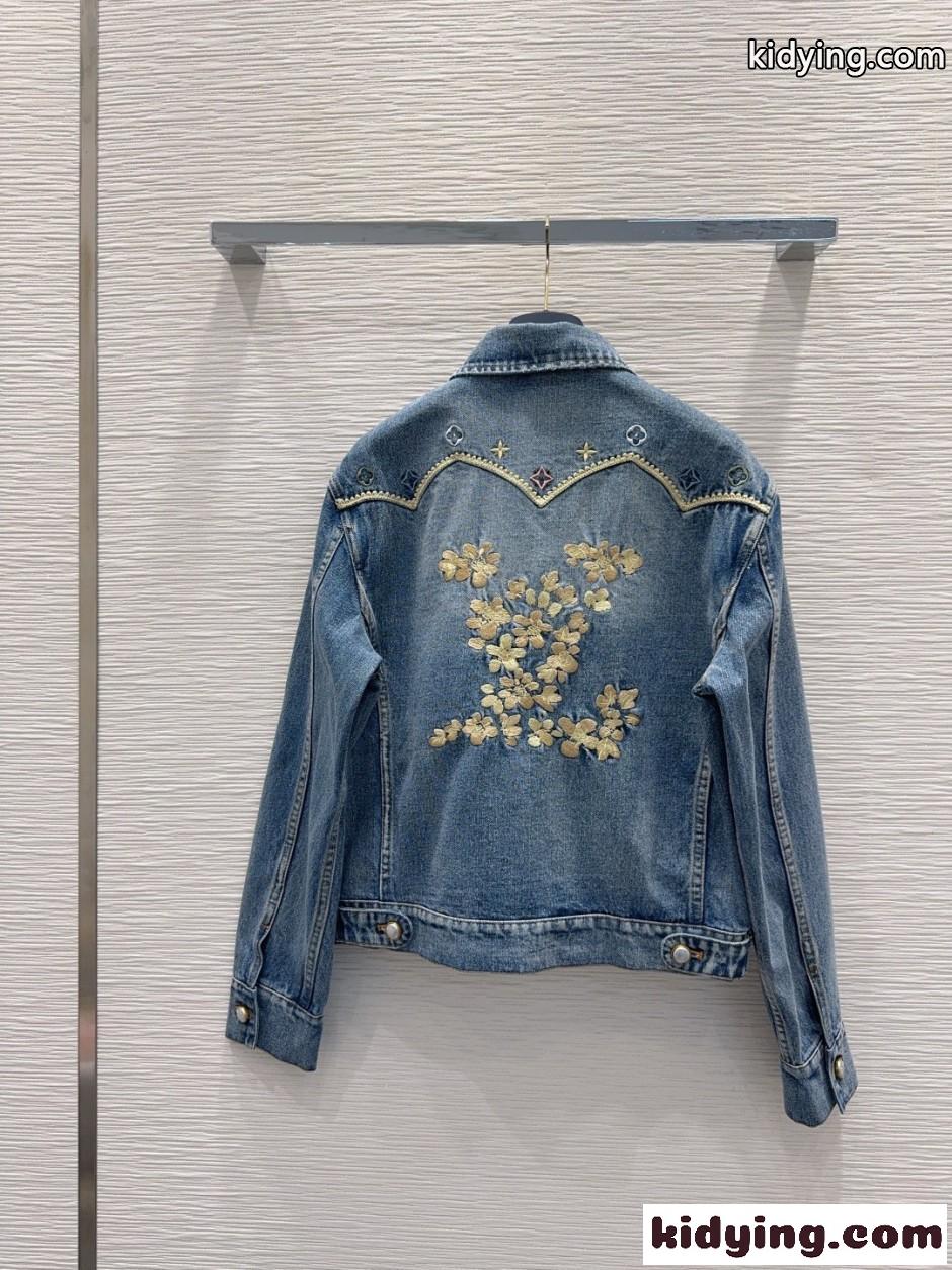 カジュアル 刺繍入り デニムジャケット ルイ・ヴィトン ジャケット コピー ブルゾン-4