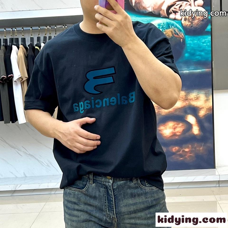 ベーシック ロゴ 半袖Tシャツ バレンシアガ Tシャツ 偽物 コットン ブラック-1
