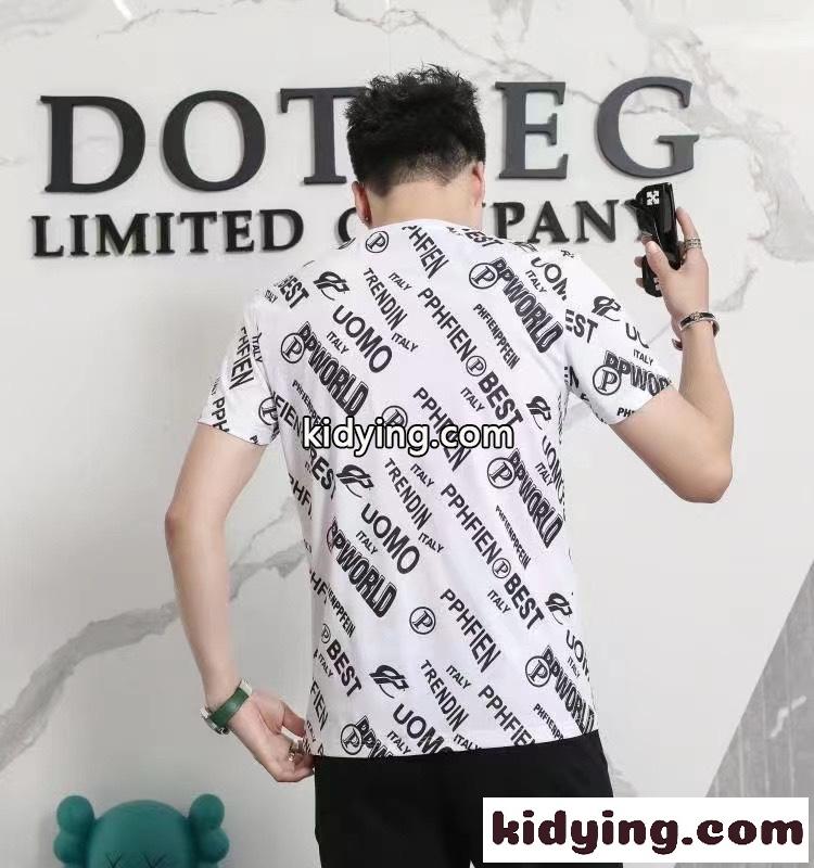 存在感アップ 総柄 プリント クルーネック フィリッププレイン 半袖Tシャツ コピー 薄手 快適 トップス-2