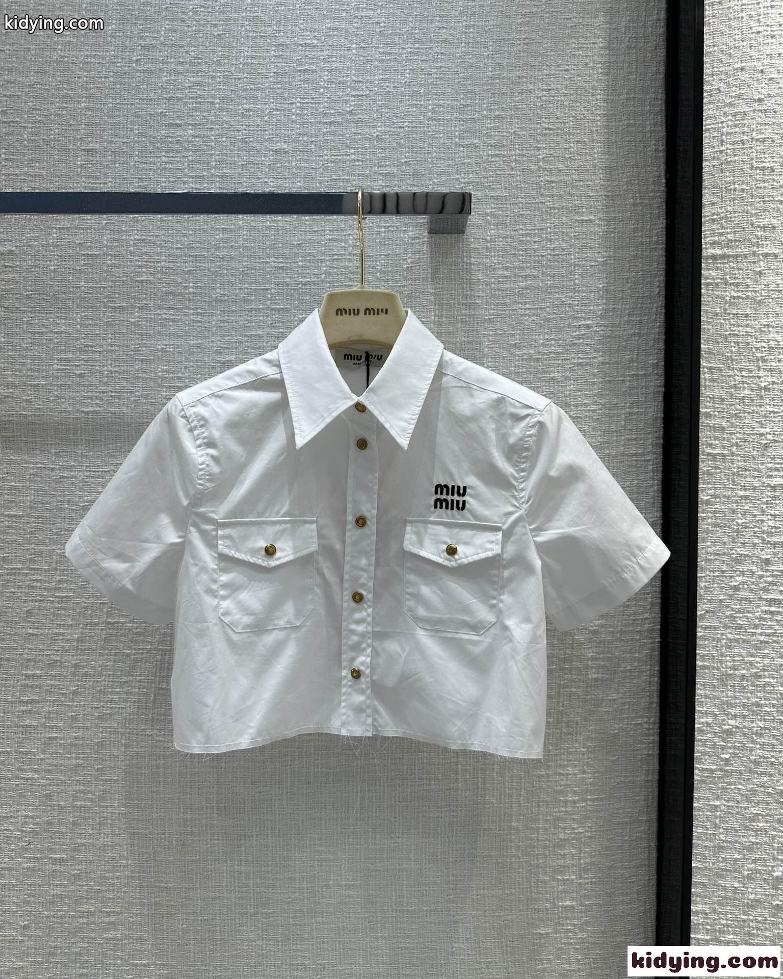 洗練された おしゃれ クロップド シャツ ミュウミュウ シャツ コピー 半袖-2