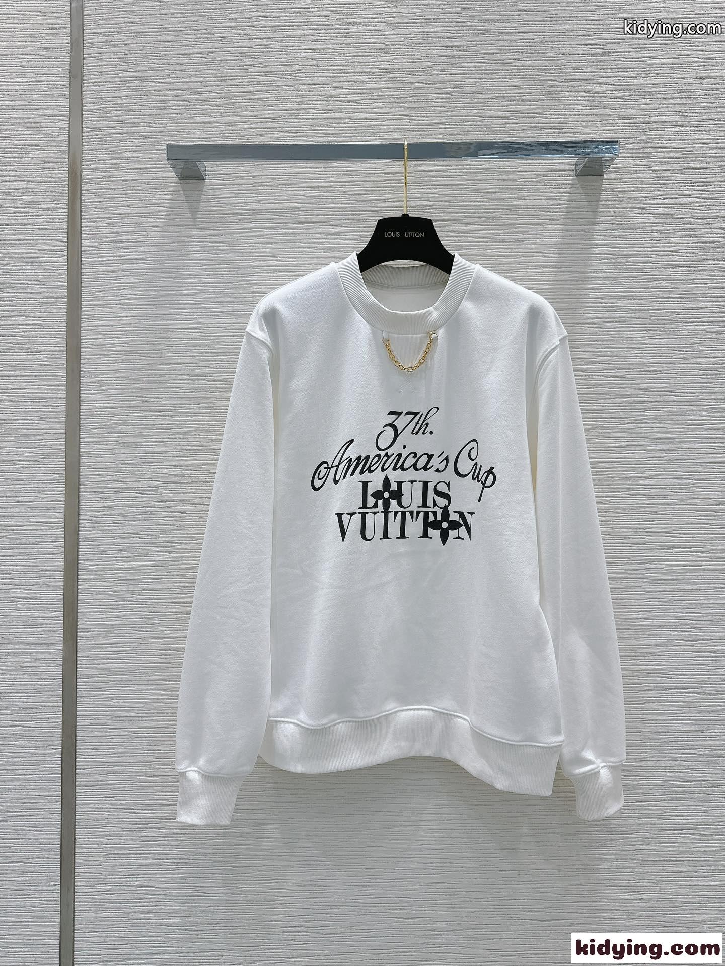 LV x AC長袖Tシャツ ルイヴィトン Tシャツ コピー クルーネック プルオーバー-2