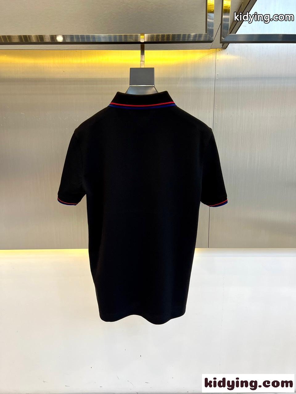 カジュアル コットンピケ 半袖ポロシャツ モンクレール Tシャツ スーパーコピー ブラック-0