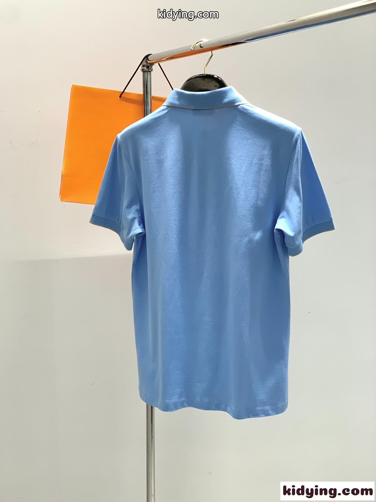 シンプル 合わせやすい メンズ ポロシャツ エルメス Tシャツ コピー ライトブルー-1