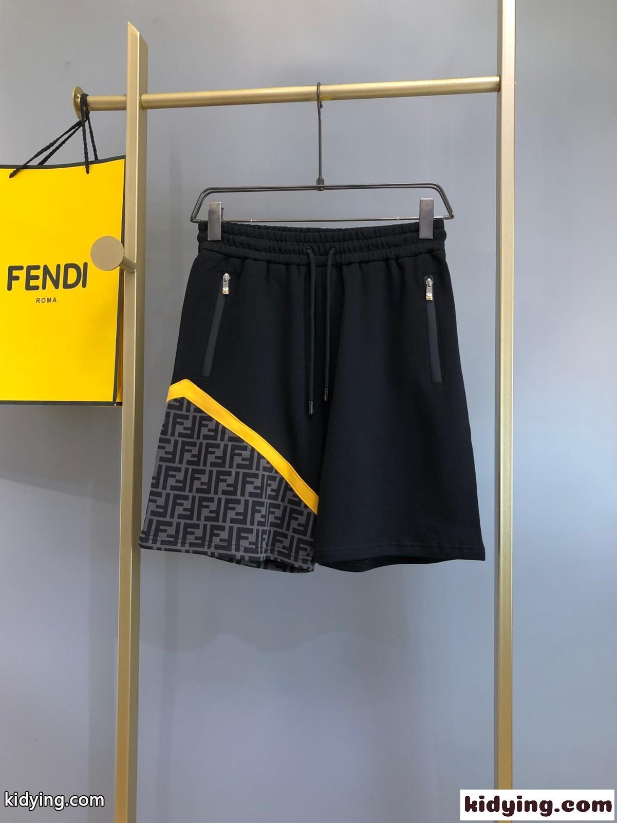 ブラックジャージー ショートパンツ フェンディ パンツ コピー メンズ ファッション-0