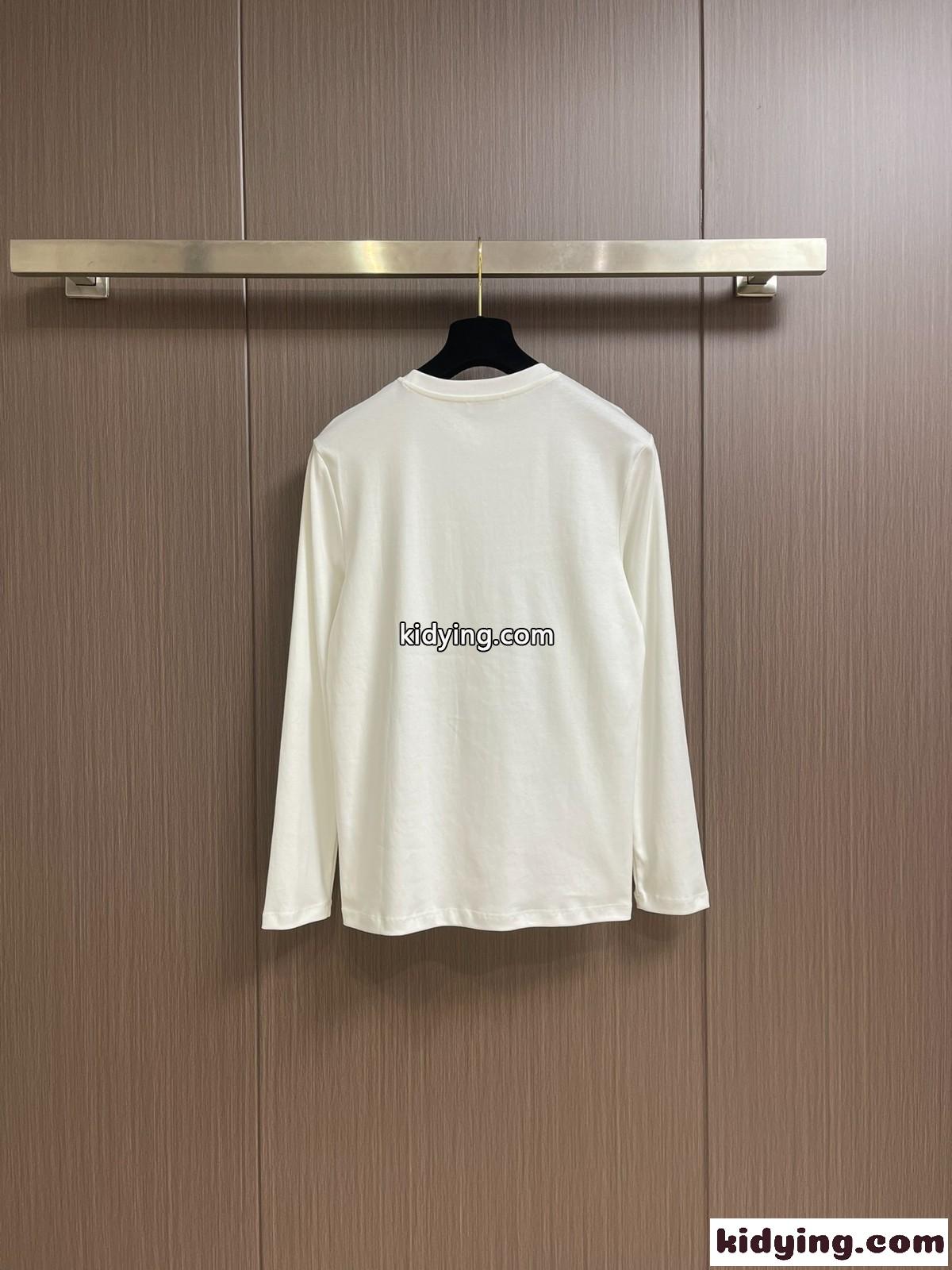 シンプル ロゴ 長袖Tシャツ モンクレール Tシャツ コピー ホワイト-2