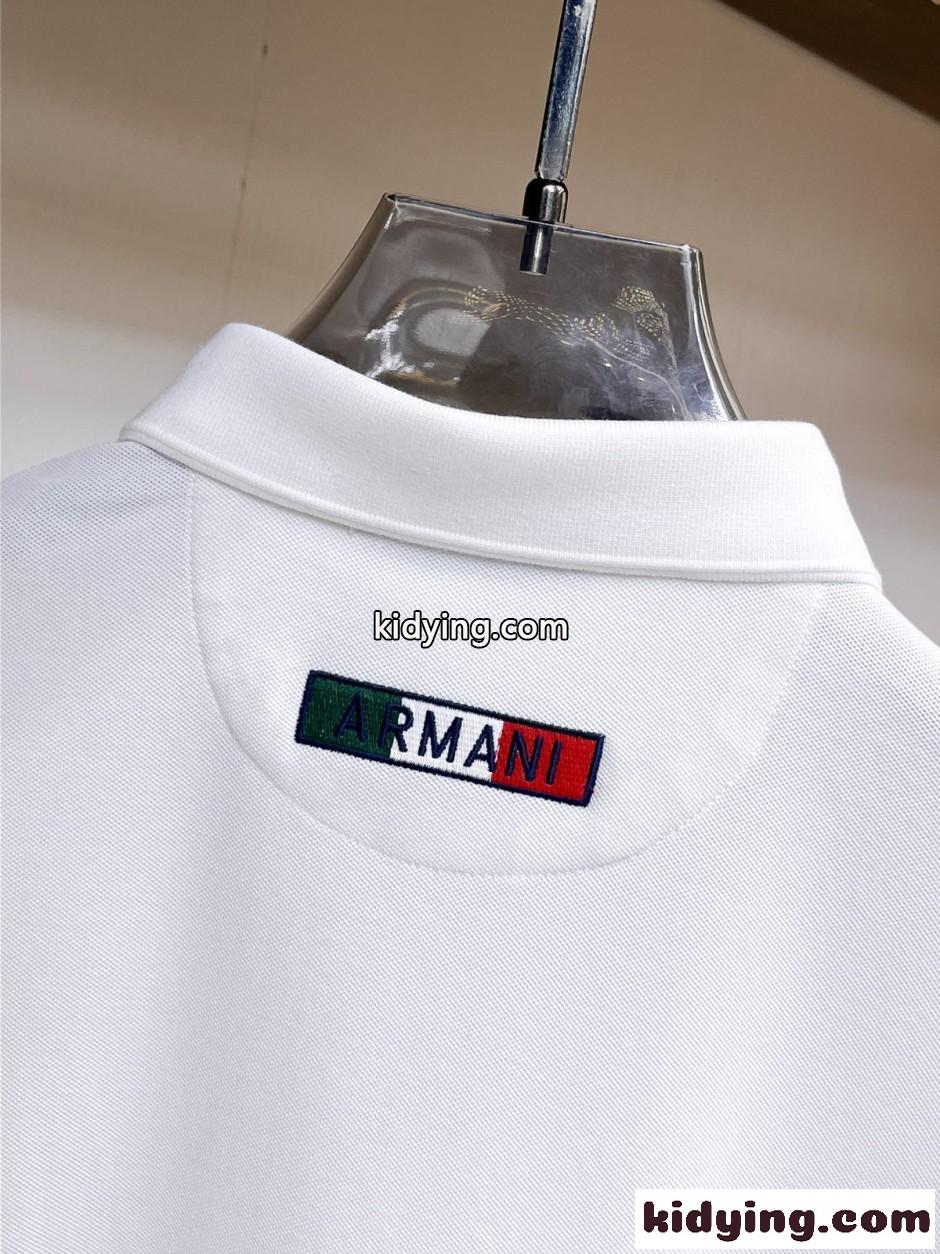 カジュアル 洗練された ロゴ入り ポロシャツ アルマーニ Tシャツ 偽物 ホワイト-4