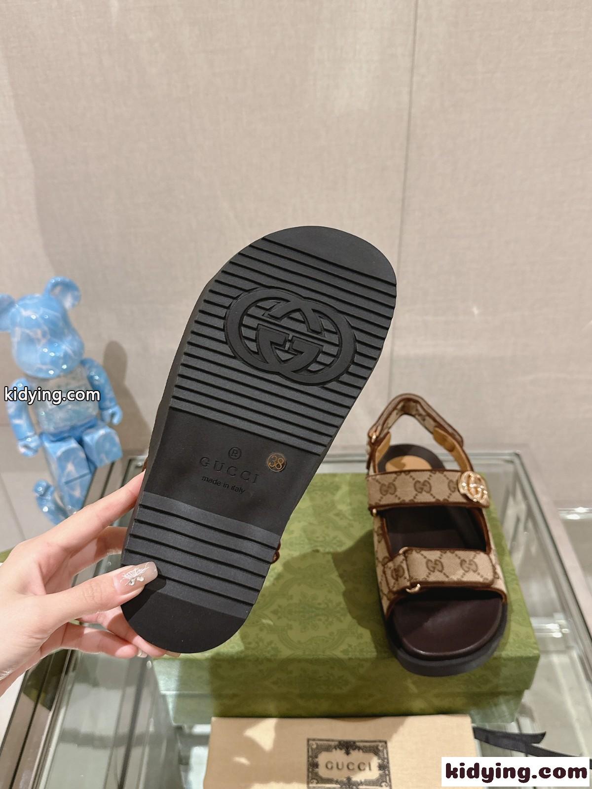 ダブルG付き ウィメンズ サンダル グッチ サンダル コピー 人気 ベージュ-4