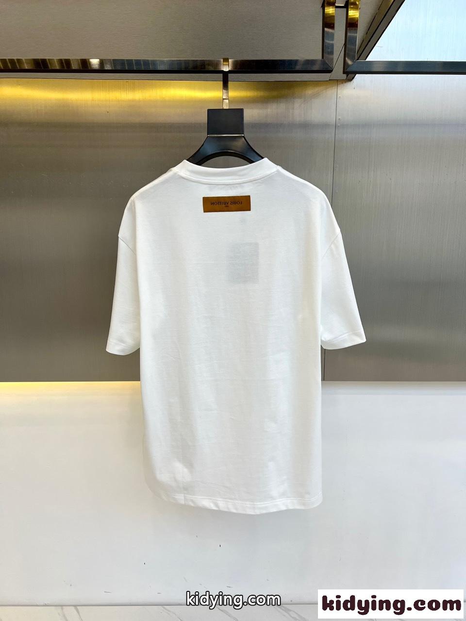 定番 カジュアル プリント 半袖Tシャツ ルイ・ヴィトン Tシャツ コピー ホワイト-4