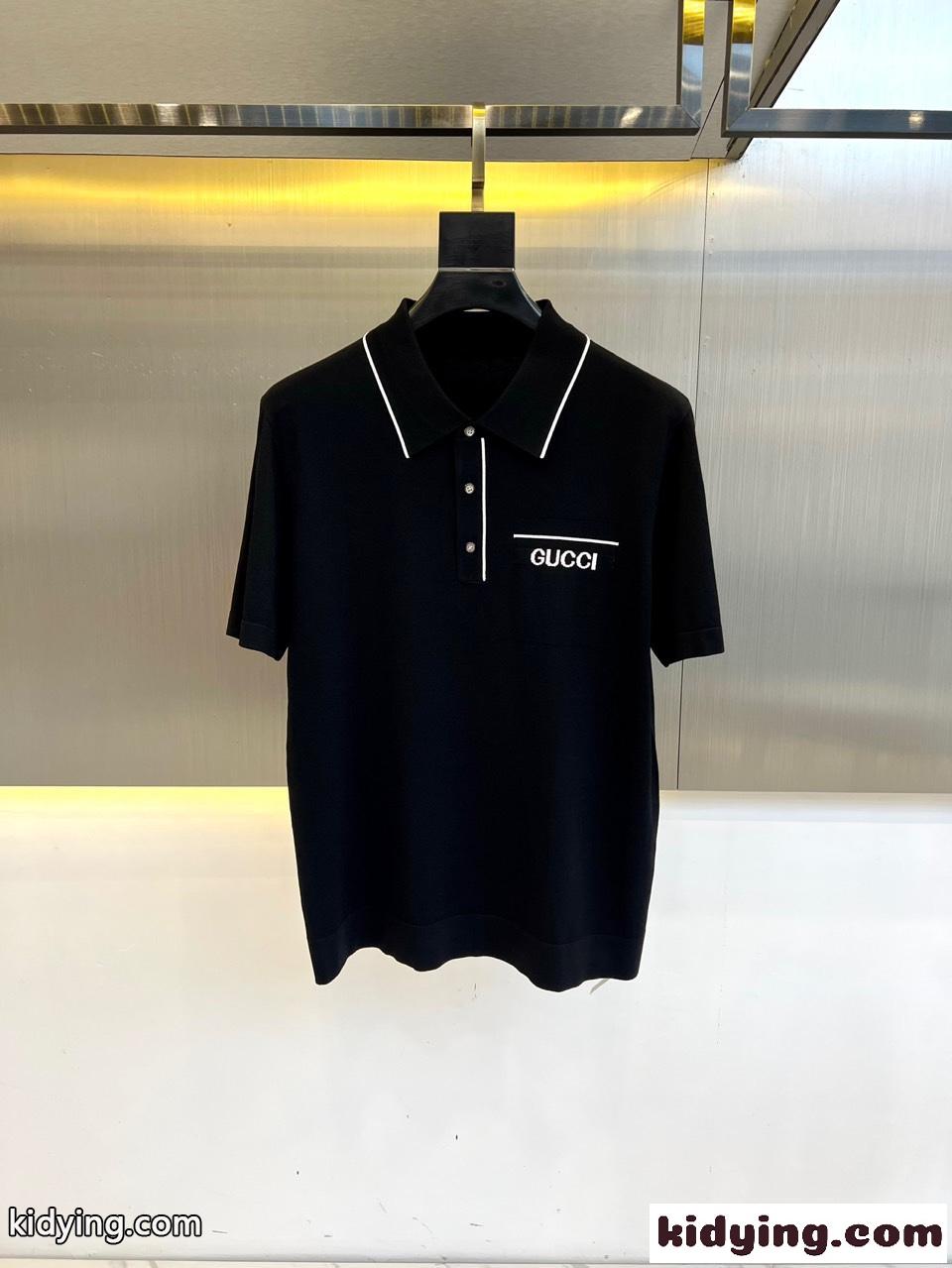 洗練された 上品 メンズ 春夏 ニットポロ グッチ ニット 偽物 ブラック-0