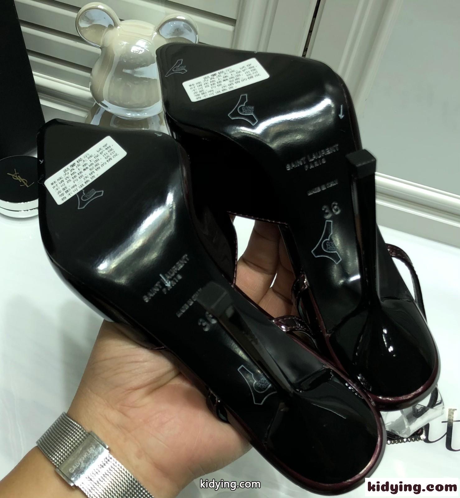 パテントレザー アヌーク パンプス イヴ・サンローラン サンダル コピー ワイン-4