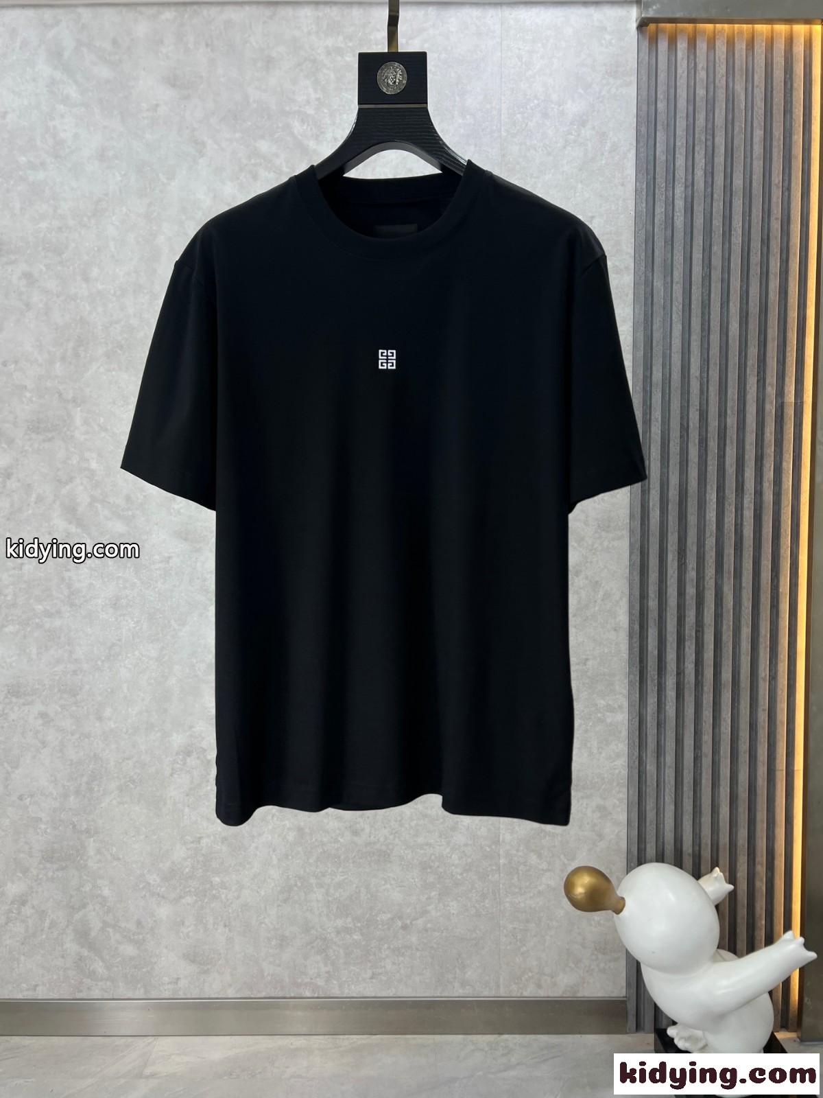 シンプル 4G 刺繍入り ジバンシィ Tシャツ 偽物 コットン 半袖Tシャツ ブラック-0