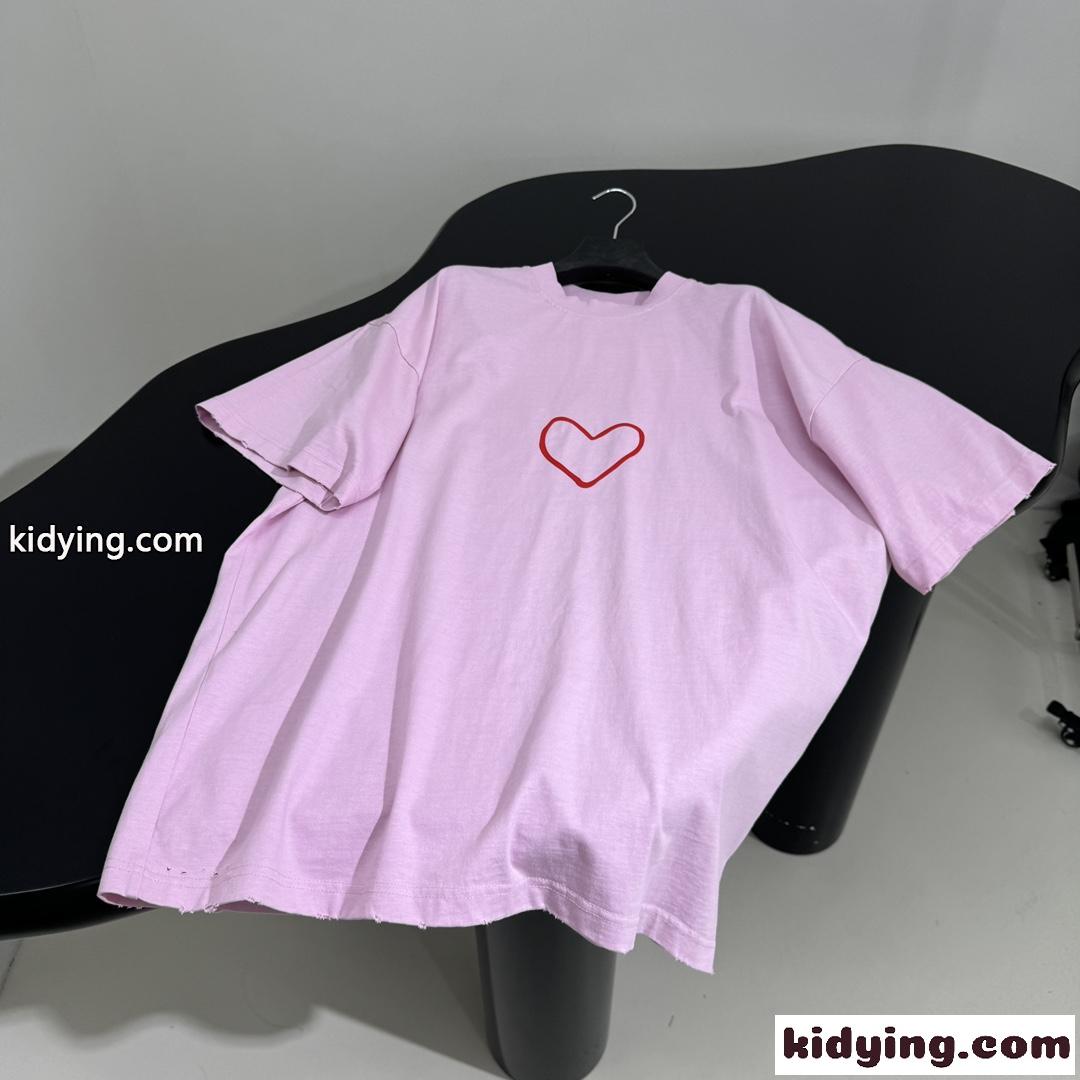 オーバーサイズ LOVEY 半袖Tシャツ バレンシアガ Tシャツ コピー ピンク-0