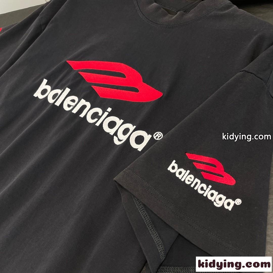人気 おしゃれ バレンシアガ 3B SPORTS ICON Tシャツ コピー クルーネック 半袖 ブラック-5