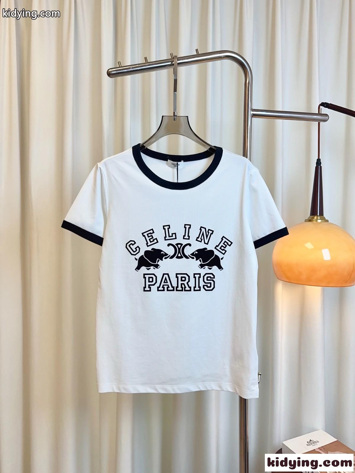 カジュアル おしゃれ プリント セリーヌ Tシャツ コピー 半袖Tシャツ ホワイト-0