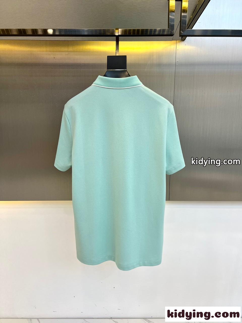 洗練された カジュアル 半袖 ポロシャツ プラダ Tシャツ 偽物 コットンピケ グリーン-3