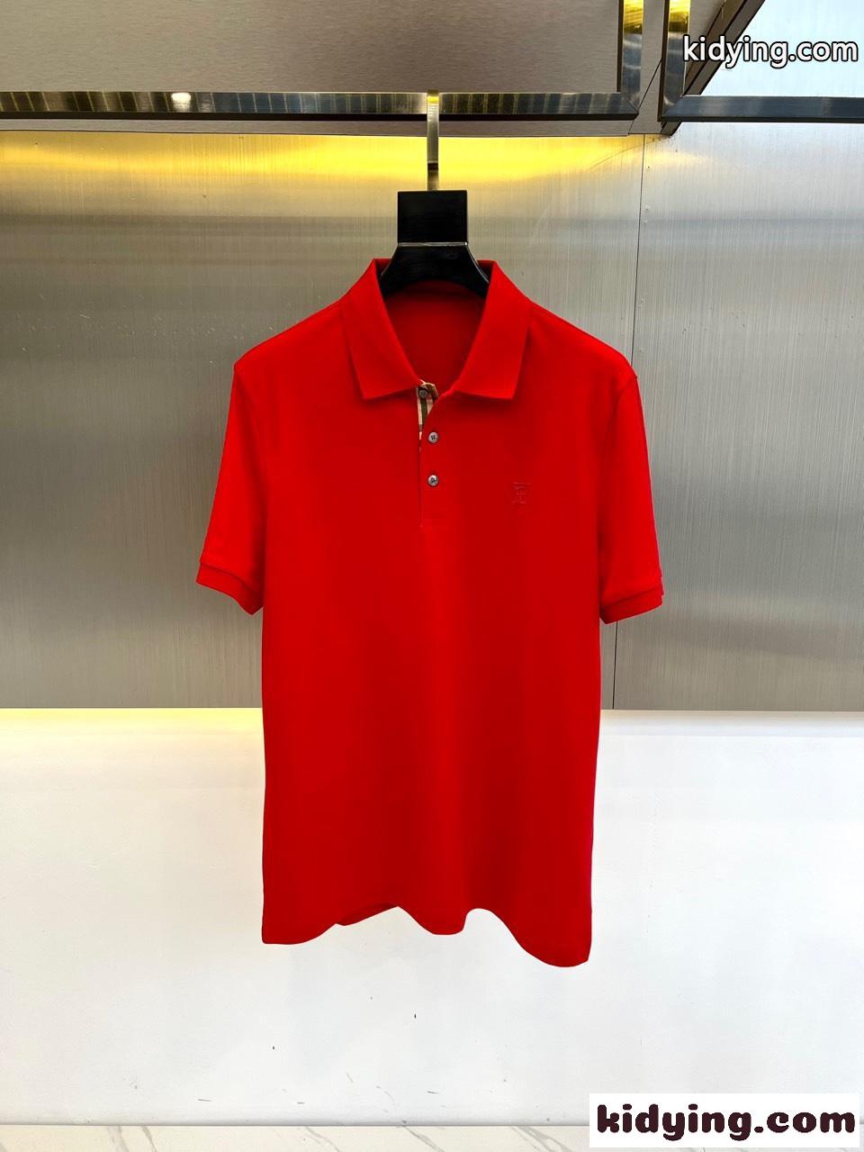 洗練された コットンピケ ポロシャツ バーバリー 半袖Tシャツ コピー レッド-0
