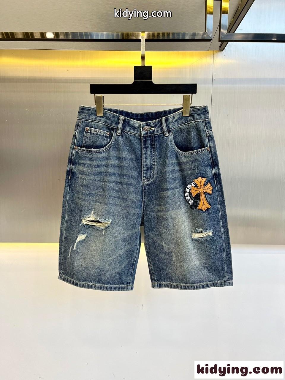 春夏 コットン デニム ショートパンツ クロムハーツ パンツ 偽物 合わせやすい-0