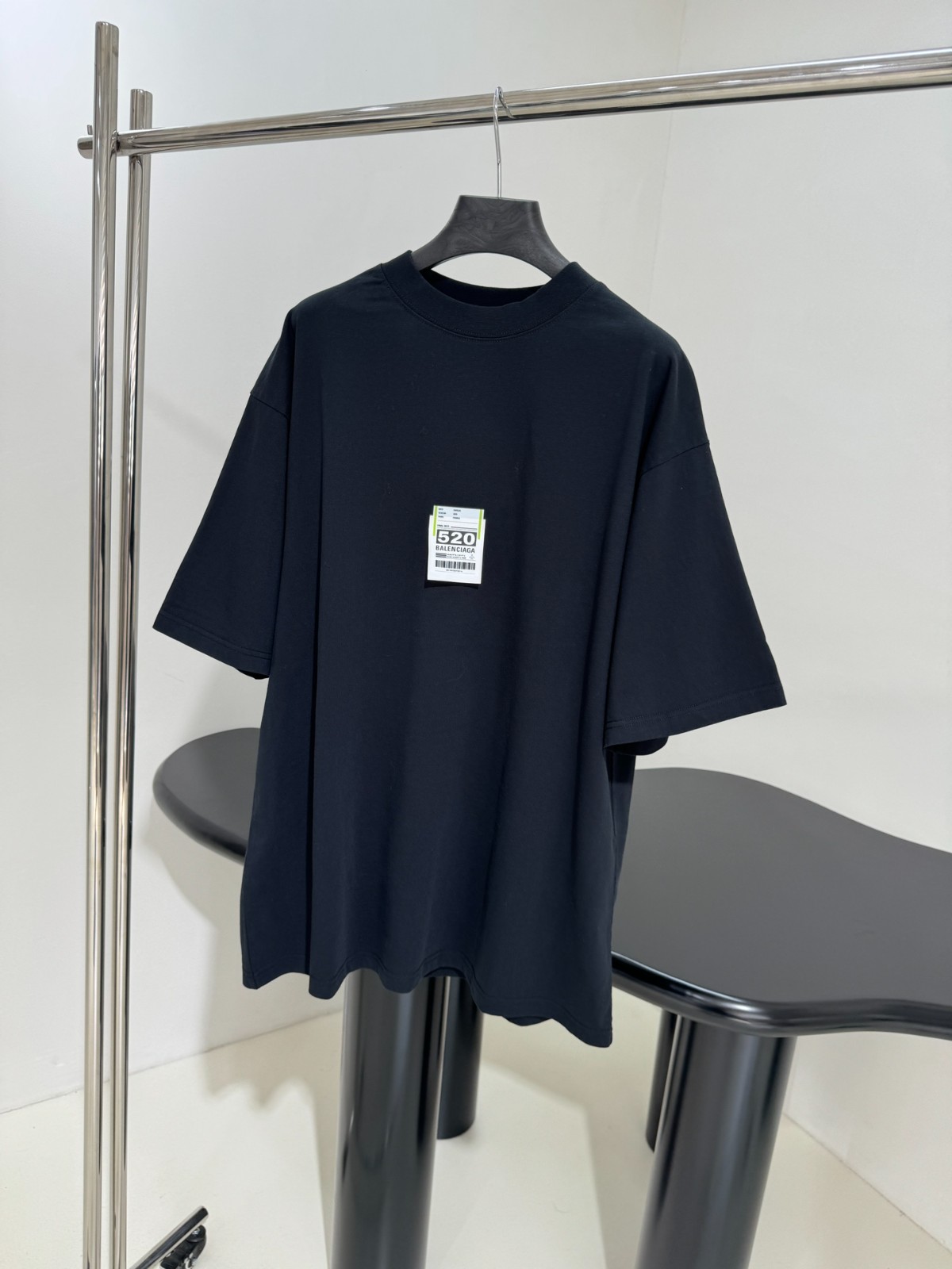 Airport Tag オーバーサイズ半袖Tシャツ バレンシアガ Tシャツ コピー ブラック-0