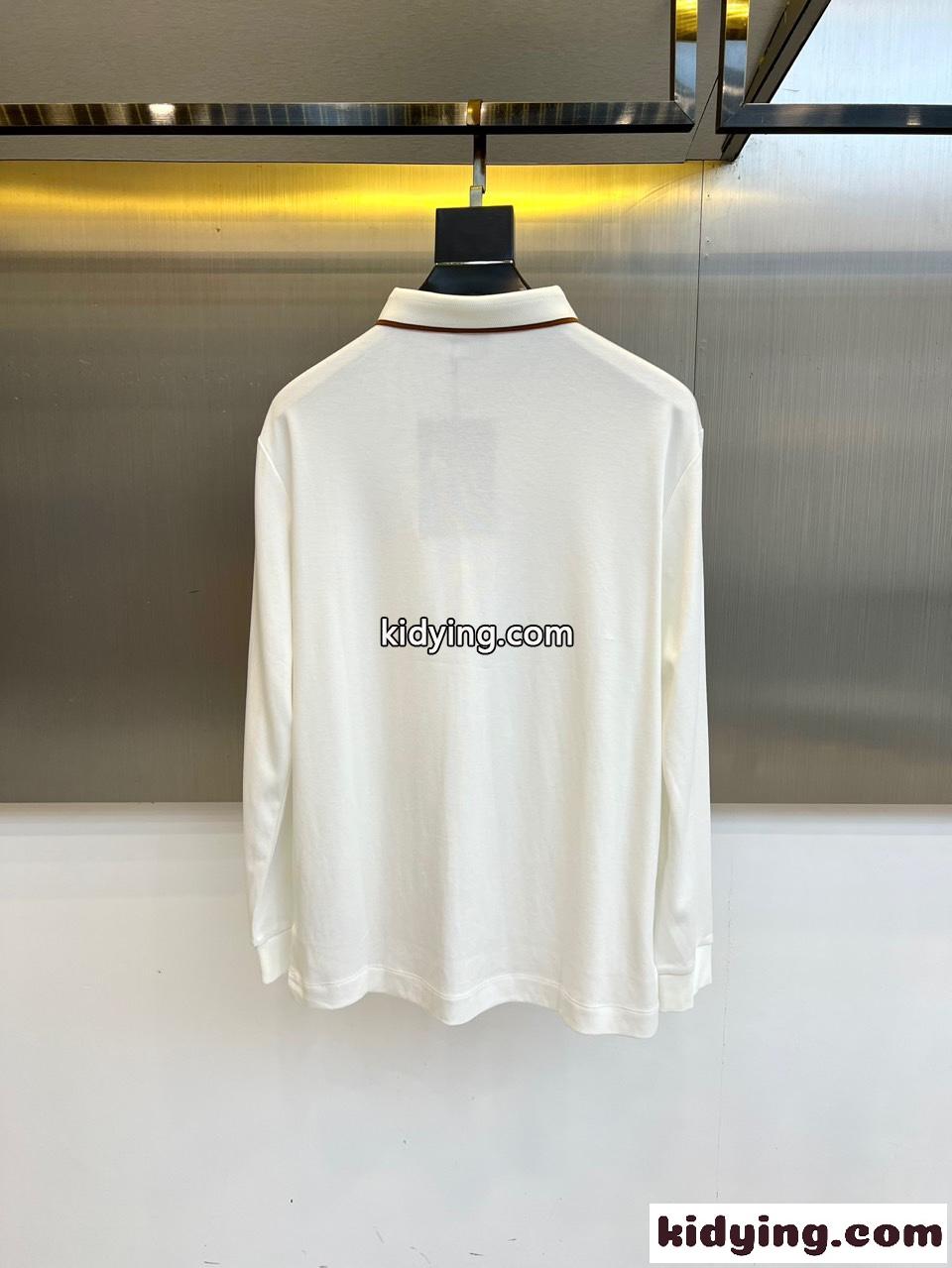 カジュアル 合わせやすい バーバリー Tシャツ 偽物 長袖 ポロシャツ ホワイト-3