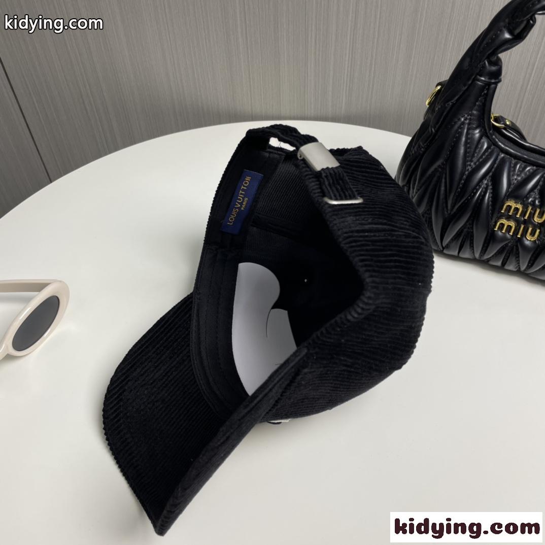 キャップ・LV シグネチャー コーデュロイ ルイヴィトン 帽子 コピー ブラック-2