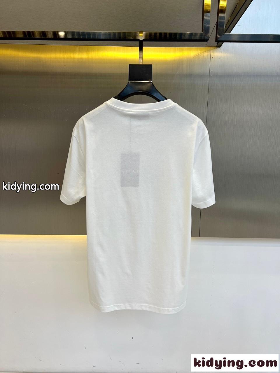 シンプル お洒落 ロゴ コットン 半袖Tシャツ グッチ Tシャツ コピー ホワイト-3