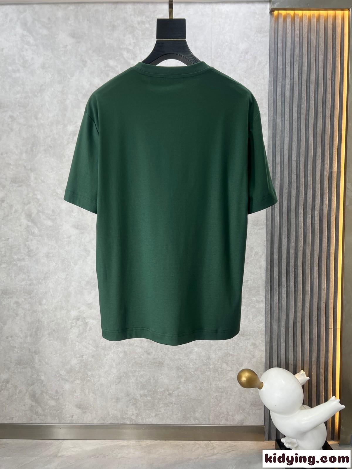 ベーシック カジュアル コットン 半袖Tシャツ ロエベ Tシャツ コピー ユニセックス グリーン-1