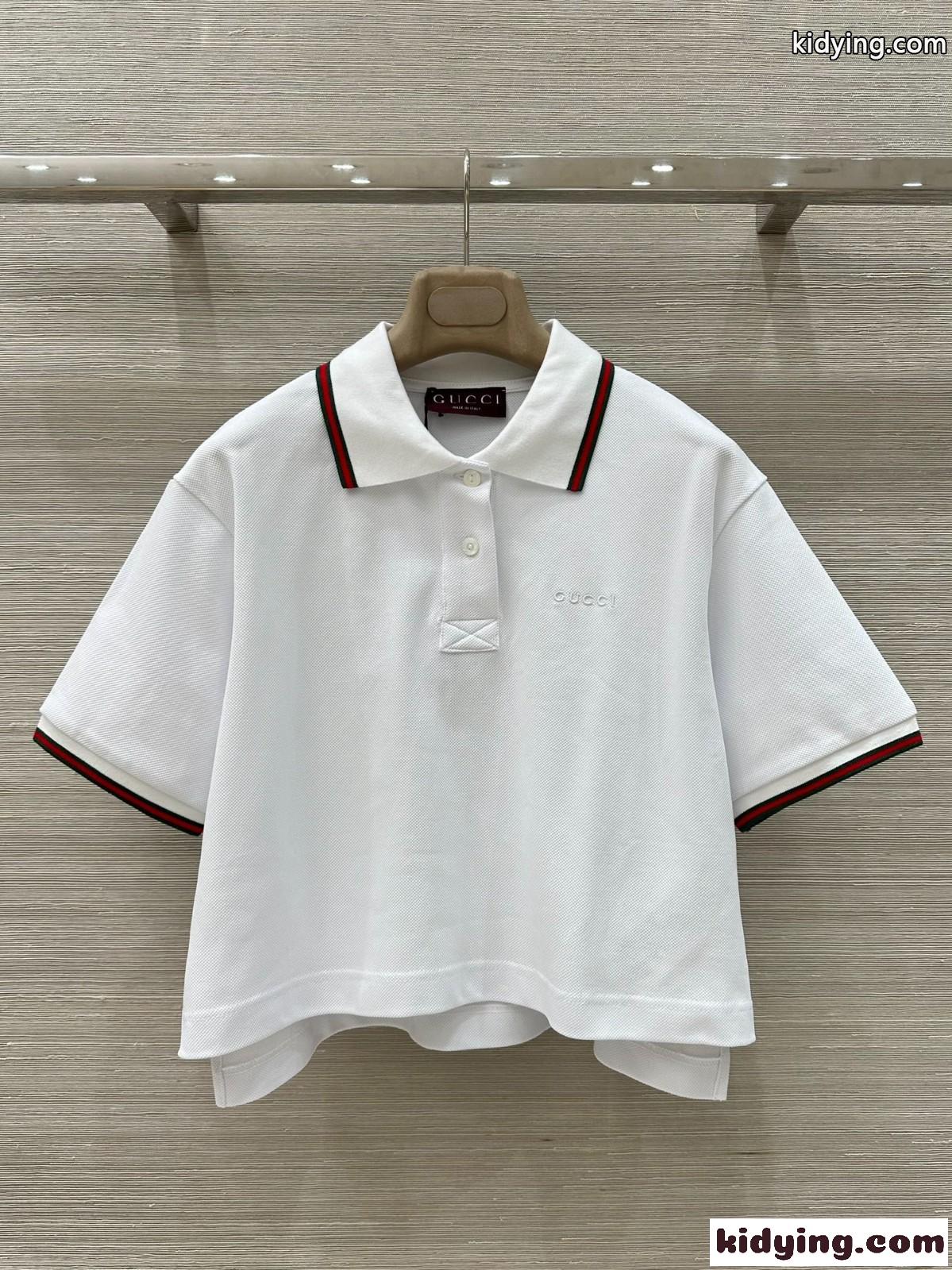 カジュアル ロゴ刺繍 ポロシャツ グッチ Tシャツ コピー コットンピケ ホワイト-2