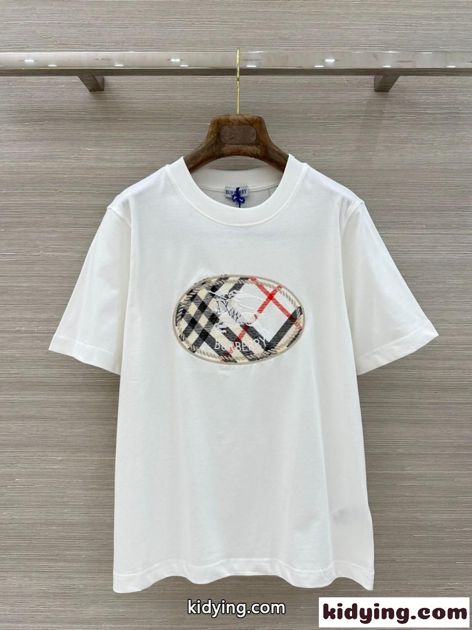 チェック ナイトスタンプ コットンTシャツ バーバリー Tシャツ コピー ホワイト-0