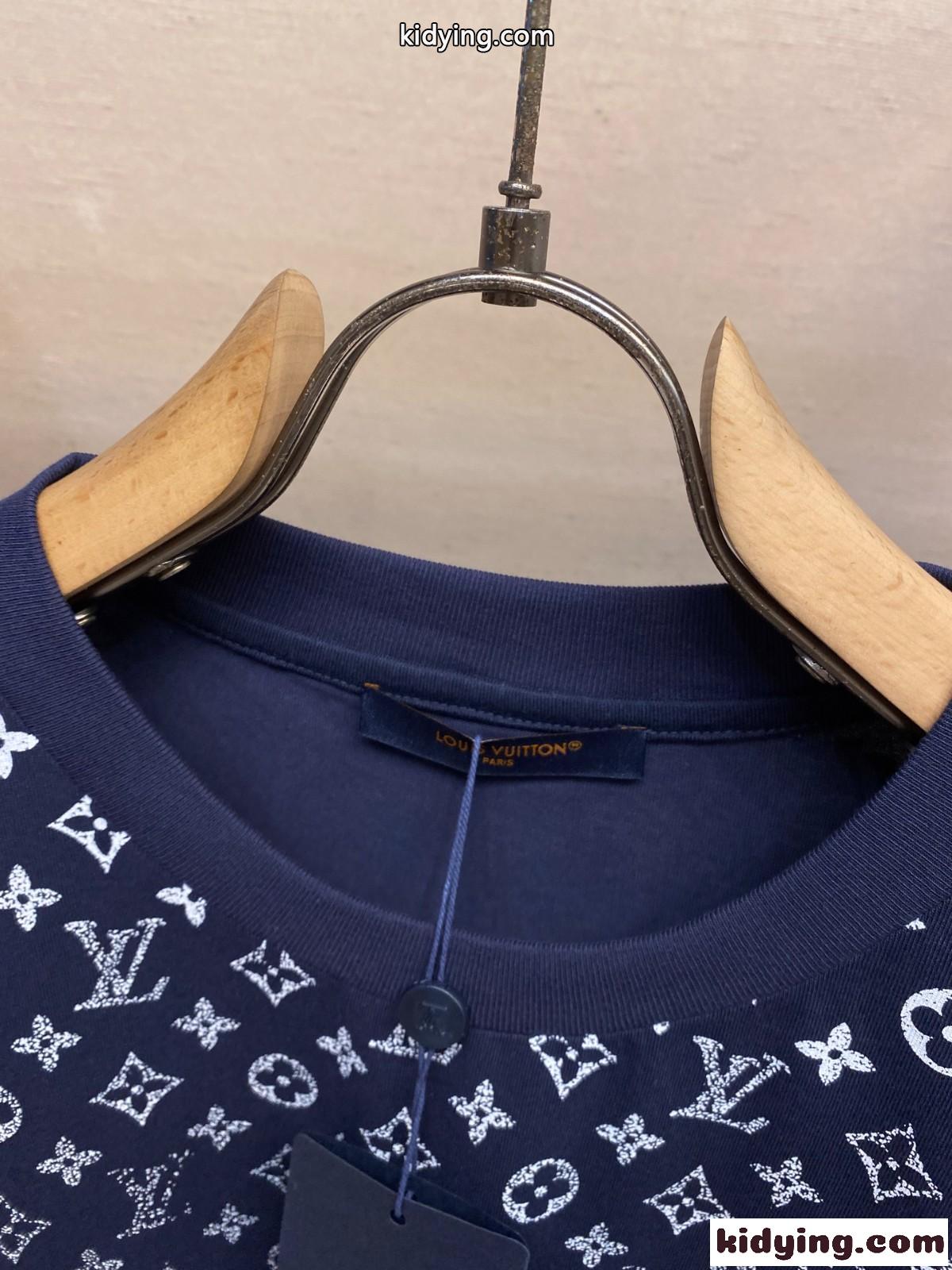 グラディエントコットンTシャツ ルイ・ヴィトン Tシャツ コピー クルーネック ブルー-0