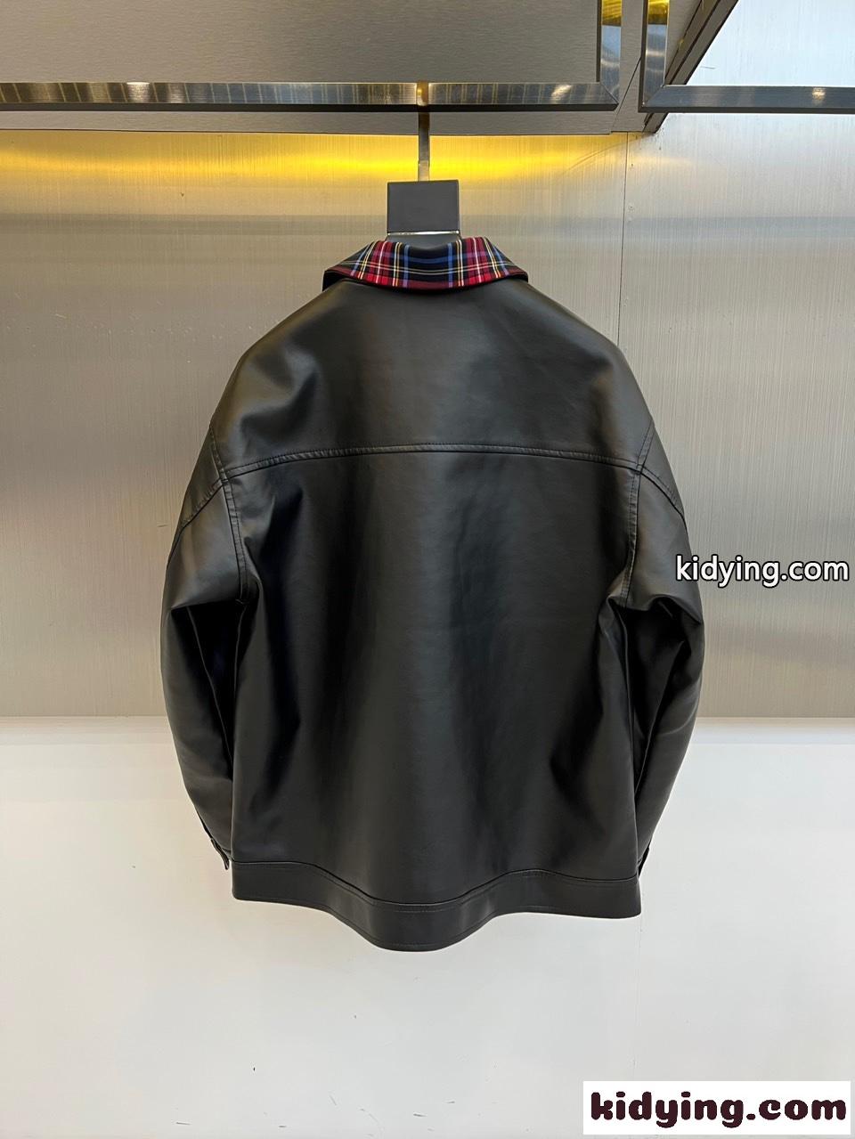 上品 シンプル PUレザー ブルゾン バーバリー ジャケット 偽物 ブラック-3